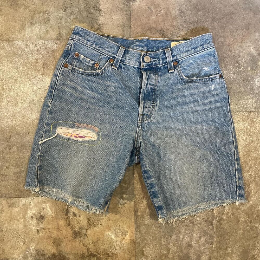 levi’s 501 ‘90s 150th anniversary rare jean shorts 27” mushroom embroidery